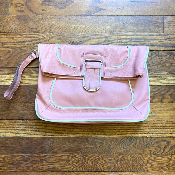 Vegan leather large fold over clutch handbag - Picture 1 of 8